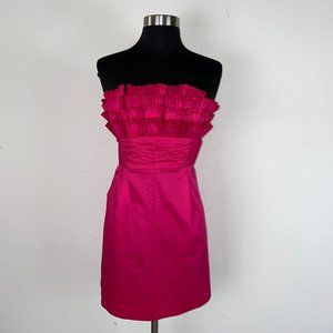 Akira Pink Pleated Bust Detailed Zippered Back Mini Dress M